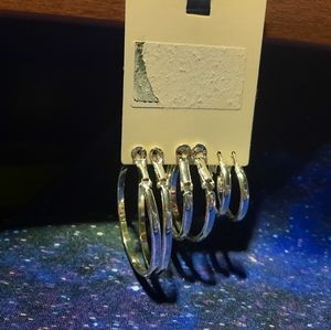 *never worn* 3 hoop earring set